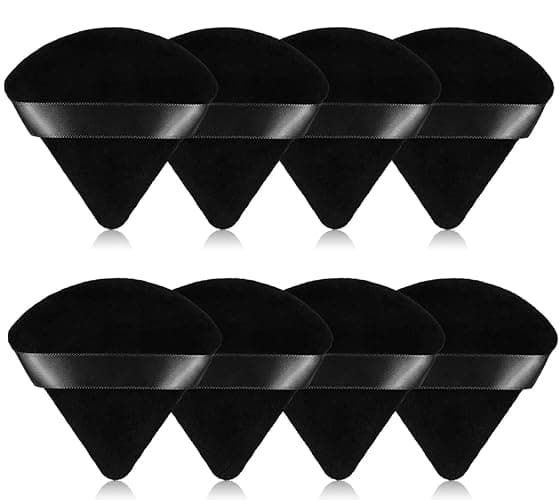 Powder Puff - Triangular Velour Makeup Puff, Setting Powder Puff for Contouring Under Eyes Face and Corners (Black) - Image 1