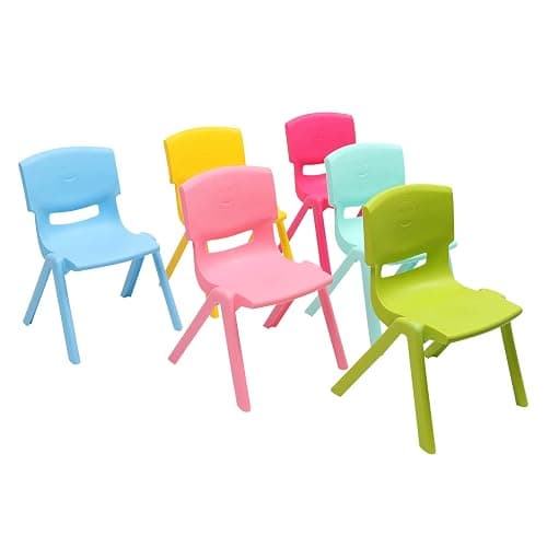LOYALHEARTDY 6Pcs Stackable School Chairs, Plastic School Stack Chair Colorful Kids Plastic Chair for Toddlers Classroom Furniture School (Colorful 2, 20.87" H) thumbnail 6
