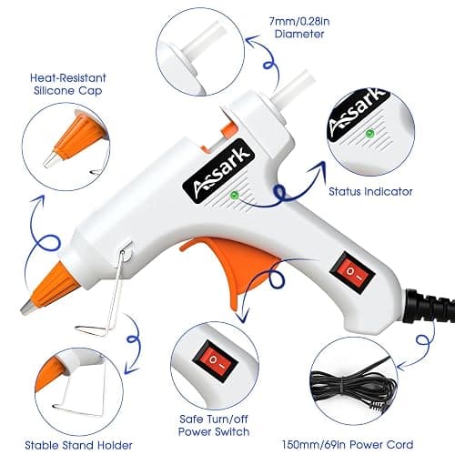 Hot Glue Gun Kit with 30 Glue Sticks(130mm x 7mm), Fast Preheating Hot Melt, High Temp for School Crafts DIY Arts and Quick Home Repairs, 20W White thumbnail 5