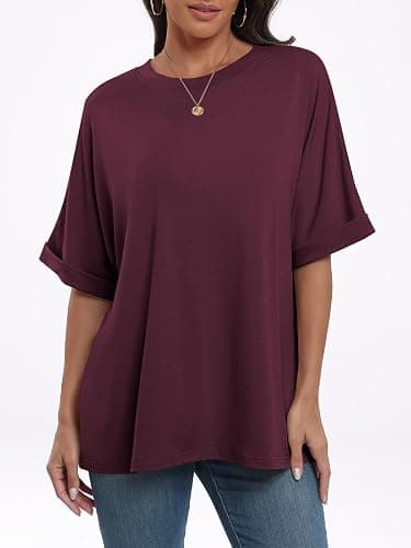 ANRABESS Womens Tops Oversized T Shirts Short Sleeve Crewneck Summer Casual Loose Basic Tee Shirt 2025 Trendy Fashion Clothes thumbnail 3
