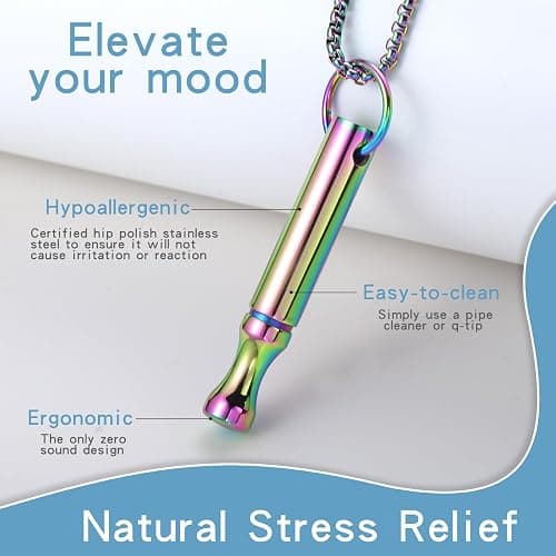 BOLAGTIER Anxiety Breathe Necklace Mindfulness Breathing Necklace Stress Relief Stainless Steel Pendant Necklace for Women Men thumbnail 3