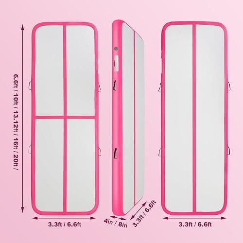 Inflatable Gymnastics Mat 10ft/13ft/16ft/20ft/ Air Tumbling Track Mats 4/8 inches Thick for Home Use/Training/Cheerleading/Yoga/Water with Pump thumbnail 2