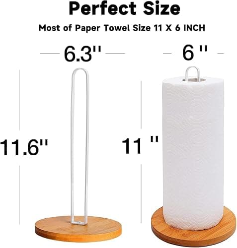 TONLEA Wooden Paper Towel Holder Countertop, Kitchen-Towel-Holder FreeStanding with Non-Slip Base for Bathroom thumbnail 3