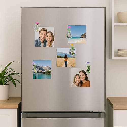 Cute Mini Vase Magnets for Fridge, Tiny Magnetic Glass Vases Refrigerator Accessories, Pot Magnet for Real Flowers, Funny Aesthetic Plant Pot Locker Office Kitchen Decoration, Small Magnet Bud Plant thumbnail 2