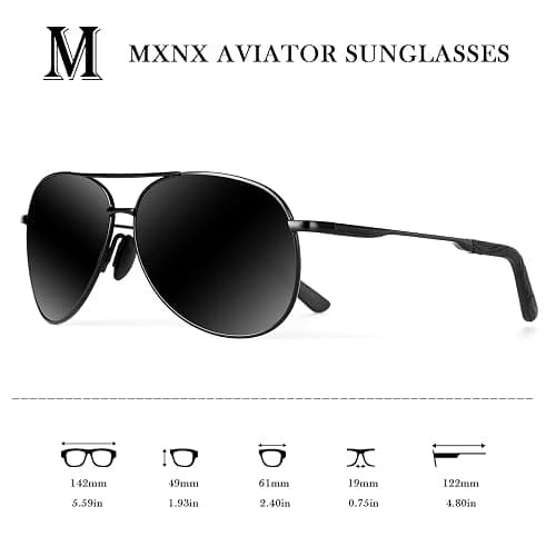 mxnx Aviator Sunglasses for Men Polarized Women Mens Outdoor Sun Glasses | Lightweight Metal Frame,Anti-slip,UV Protection,Adjustable Nose Pads,Driving,Fishing,Hiking,Golf,Sports,Unisex Classic Style thumbnail 4