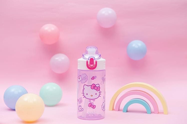 Zak Designs Sanrio Sage Kids Water Bottle For School or Travel, 16oz Durable Plastic Water Bottle With Straw, Handle, and Leak-Proof, Pop-Up Spout Cover (Hello Kitty) thumbnail 12