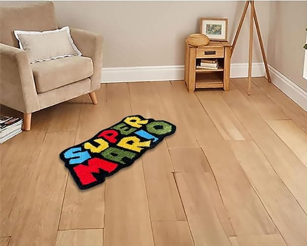 Luxape Mario Rug - Hypebeast Room Decor - Handmade & Premium- 35in (90cm) - Anime bathmat - Designer Rugs - Aesthetic Room Decor - Cute Room Decor Coquette bathmat Decor thumbnail 4