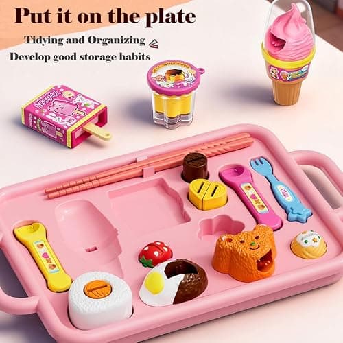 Pudding Ice Cream Feeding Toys for Dolls,Pretend Play Food Kitchen Accessories, Doll Role Play Girl Gifts Toys (Pink) thumbnail 3
