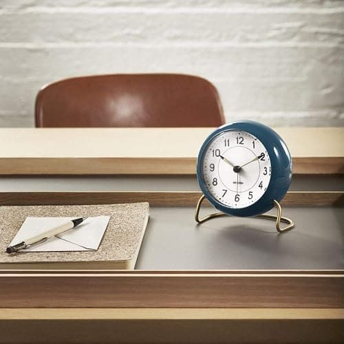 Arne Jacobsen Table Clock Diameter 11 cm Station Original Design Snooze Function Blue thumbnail 2