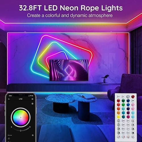 Gziztx LED Neon Lights Strip 10M LED Strip Light with Remote and APP Control, Waterproof Flexible RGB Neon Strip Lights for Bedroom, Game Room, Indoor and Outdoors thumbnail 2