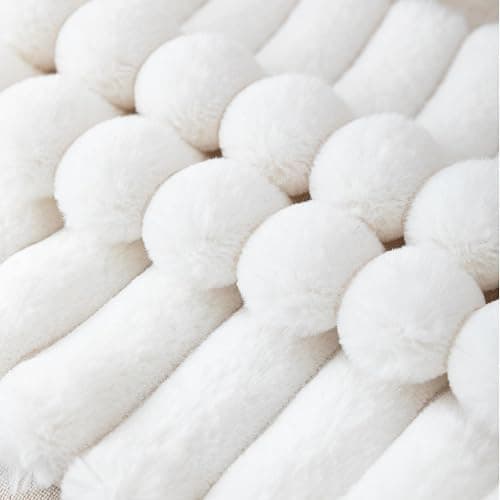 ZLINA Set of 2 Cream White Faux Fur Decorative Throw Pillow Covers Fluffy Striped Pillowcase Cushion Covers 12 x 20 Inch Decor Sofa Couch Bedroom - Cream White - 12 x 20-Inch thumbnail 3