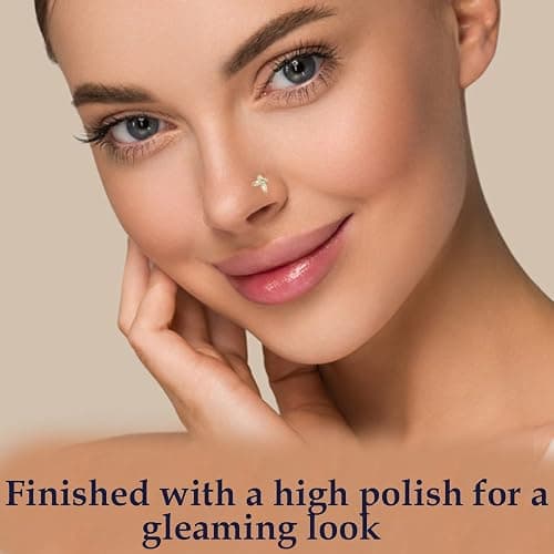 Jewelryweb - 14k Real Gold Simulated Diamond CZ Butterfly Nose Stud - 20g nose ring - nose piercings - nose rings studs - clear nose studs thumbnail 7