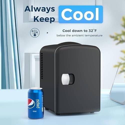 Antarctic Star Compact Refrigerator, Portable Mini Fridge, Skin Care 4L Capacity/6 Cans, for Bedroom, Car, Office & Dorm, Small Cooler for Cosmetics, Beverage and Food, Black thumbnail 3