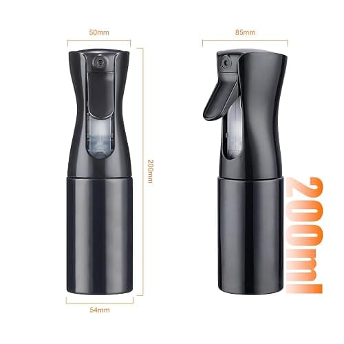 GRIFEMA 200ml Small Water Spray Bottles, Continuous Mist Empty Hair Spray Bottles for Cleaning, Curly Hair, Plants GE2001B-200B, Black thumbnail 2