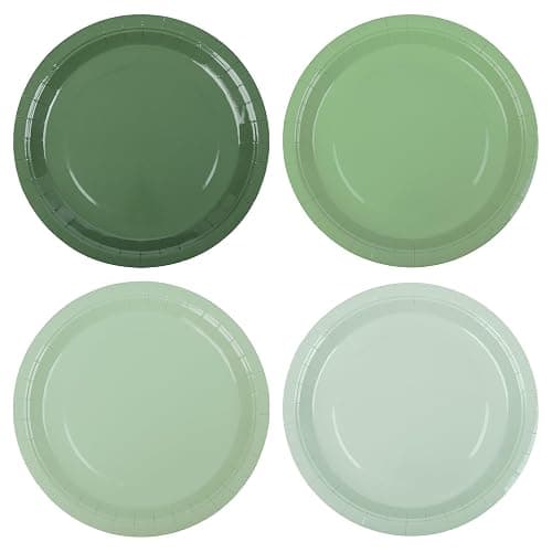 AimFun 48 Sage Green Paper Plates Gradient Green Party Plate 9 Inch Disposable Plates Round Dinner Plates for St Patrick Day Birthday Wedding Baby Bridal Shower Party Supplies thumbnail 8