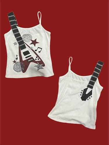 Punk Rock Concert Graphic Tank Tops Women Cute Summer Spaghetti Strap Sleeveless Crop Cami Y2k Grunge Emo Shirt thumbnail 6