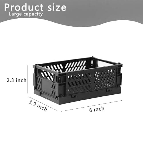 Tixill 2-Pack Mini Foldable Plastic Storage Box Mini Plastic Baskets for Organizing and Storage for Home Kitchen Bedroom Bathroom Office. (Black, 5.9x3.8x2.2) thumbnail 3