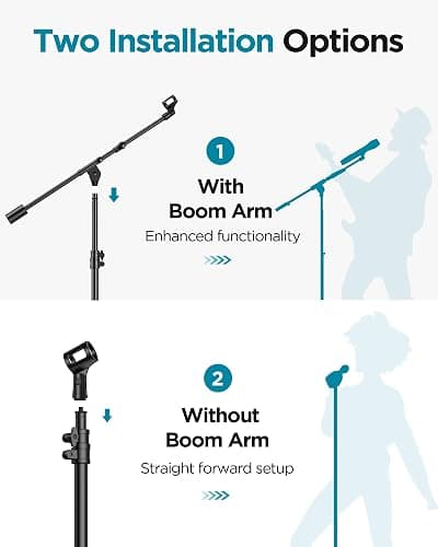 InnoGear Mic Stand, Max Height 82.28" Microphone Stand Floor Detachable Boom Mic Arm Stands with Weighted Base for Blue Yeti HyperX QuadCast Shure SM58 Samson Q2U Fifine K669B Singing Stage thumbnail 3