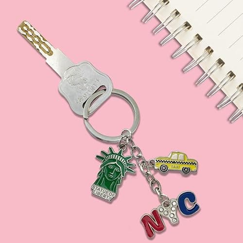 NYC Metal Keychain, New York Souvenir Color Key Ring, 2 Pack, The Statue Of Liberty, USA Flag, The Big Apple thumbnail 5