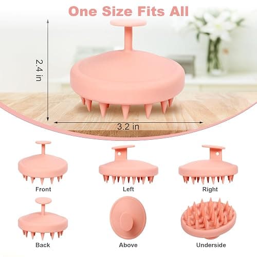 Meartchy Silicone Scalp Massager, Scalp Scrubber for Hair Growth with Soft Bristles, Scalp Exfoliator Brush Dandruff Removal Shampoo Brush for Wet Dry Scalp Care (Pale Pink) thumbnail 2