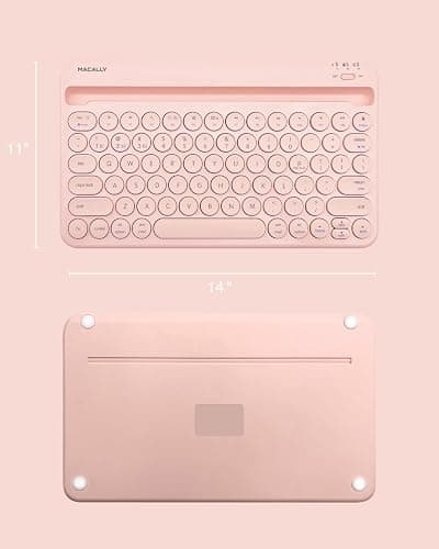Macally Bluetooth Keyboard for iPad | Wireless Keyboard for Tablet, iPhone (Multi-Device, Built-in Stand, Rechargeable) Easy to Use and Cute Portable thumbnail 7