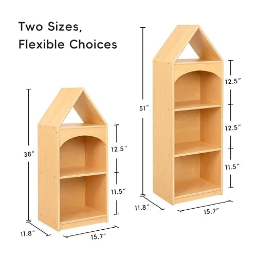 OOOK 3-Tier Montessori Bookshelf with House Shape, Kids Toy Storage Cabinet | FSC Plywood, Use Alone or Fits Shelf Combination Series, Montessori Furniture for Kids Room, Playroom, Nursery, Classroom thumbnail 3
