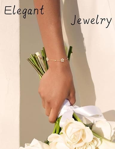HEVOCY Gold Pearl Bracelets for Women, 14K Gold Plated Dainty Bracelet Set, Adjustable Layered Pearl & Beaded Chain Bracelets, Non Tarnish Lightweight Jewelry Gifts for Women thumbnail 5