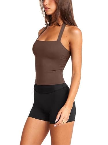 LASLULU Womens Sexy Halter Sports Bra Workout Tops Wirefree Sleeveless Gym Yoga Tank Tops Y2k Casual Crop thumbnail 3