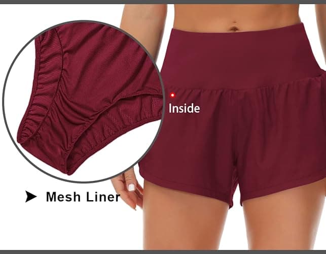 THE GYM PEOPLE Womens High Waisted Running Shorts Quick Dry Athletic Workout Shorts with Mesh Liner Zipper Pockets thumbnail 5