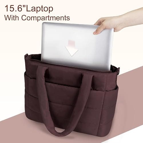 Puffer Tote Bag for Women Quilted Nurse Bag Lightweight Work Bag for Teacher Travel Handbag with Multiple Pockets thumbnail 8