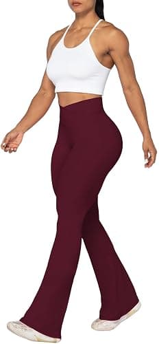 Sunzel Flare Leggings, Crossover Yoga Pants with Tummy Control, High-Waisted and Wide Leg thumbnail 4