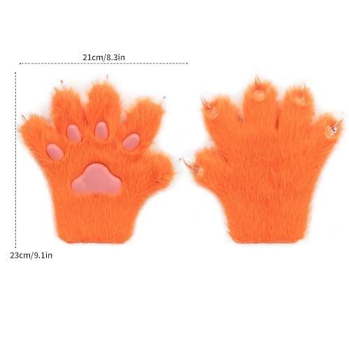 HAOAN Furry Fur Cat Wolf Fox Dog Fluffy Animal Paws Claws Gloves Mittens Hands Costume Cosplay Halloween Christmas for Kids thumbnail 6