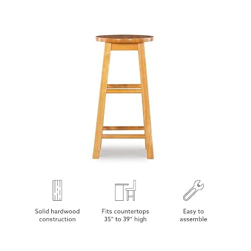 Linon Natural Barstool with Round Seat, 24-Inch thumbnail 14