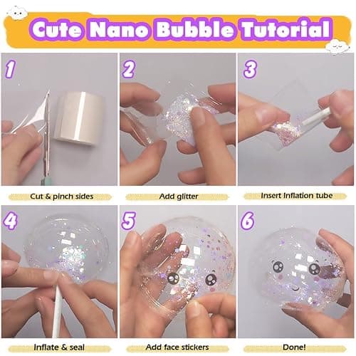 FUNSHOWCASE Nano Tape Bubble Kit with Clay, Marker, 6-Design Guide Squishy Maker Set thumbnail 4
