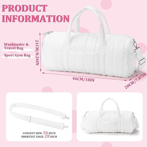 Klyyo Clyro Large Quilted Duffle Bag for Women Gym Tote Bag with Pink Lining Multi-pocket Weekender Overnight Hospital Labor Tote for Sports Workout thumbnail 3