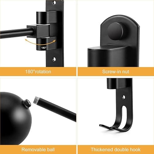 PAHTTO Motorcycle Helmet Rack 2 PCS, Helmet Holder Wall Mount 180 Degree Rotation Helmet Hanger with Double Hook for Coats, Caps, Hats, Motorcycle Accessories thumbnail 4