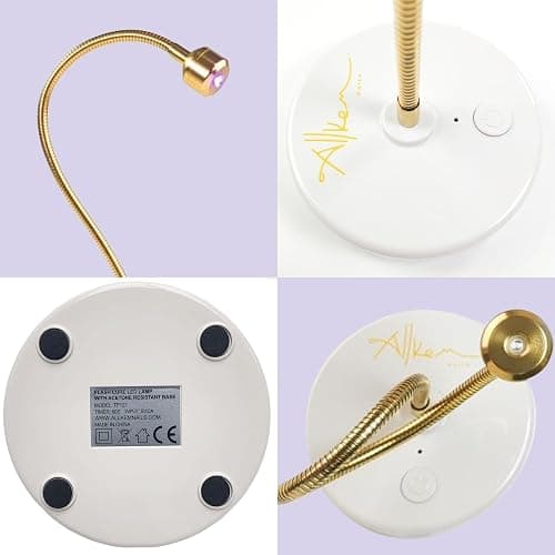 ALLKEM Flash Cure UV Light - Gooseneck Led Nail Lamp for Gel Polish - Professional & Home Use Nail Light & Dryer - Wireless, Cordless & Rechargeable Curing Lamp (3W - Gold) thumbnail 6