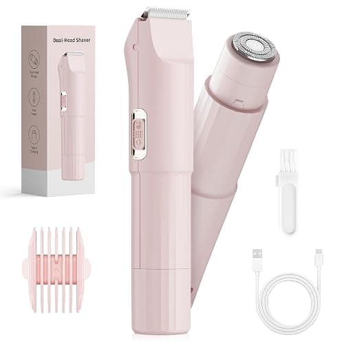 Depilatore Bikini per Donne - Rasoio Elettrico a Doppia Testa 2 in 1 - Rimozione Sicura dei Peli su Corpo, Viso, Mento, Parte Pubica, Ascelle e Gambe, Ricaricabile USB(Non impermeabile) - Image 1