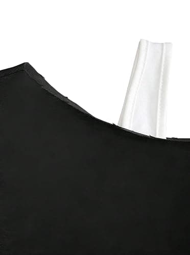 Remidoo Off The Shoulder Tops for Women Cropped Sweatshirt Long Sleeve Top Asymmetrical Patchwork Shirt thumbnail 3