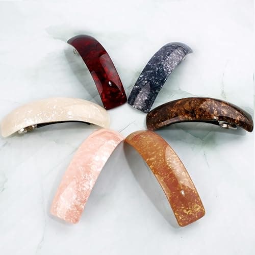 6 Pieces Vintage Acrylic Hair Barrettes Set Large Automatic Spring Clasp Clips for Thick Hair, 6 Assorted Colors Classic Hair Accessories for Women thumbnail 3