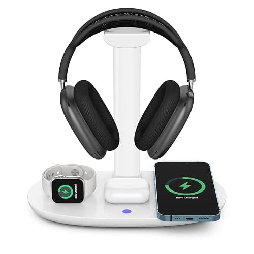 Headphone Stand with 15w Wireless Charger, Suguder 4 in 1 Charging Station Headset Holder for AirPods Max/Pro/4/3/2 iWatch 10/9/8/7/6/5/4/3/2/1/SE iPhone 17/16/15/14/13/12/11/X for Desktop Table Game thumbnail 8