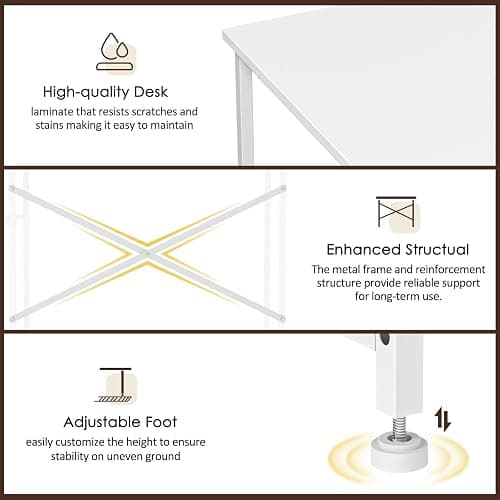 DAOUTIME White Computer Desk, 36 Inch Small Desk with Drawers, Home Office Desk with Storage Shelves for Bedroom, Living Room, Dorm, Vanity Desk for Small Spaces, White thumbnail 8