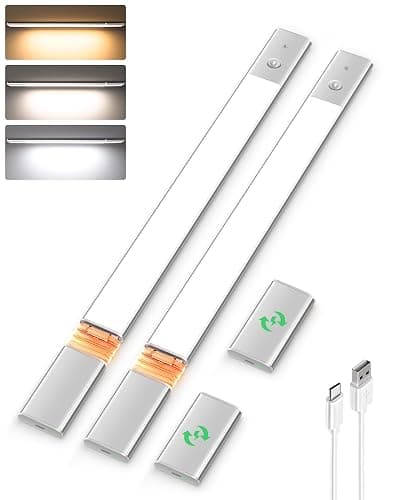 EZVALO Under Cabinet Lighting, 2200mAh Closet Lights with 2 Extra Batteries, 3 Color Temps Motion Sensor Lights Indoor, LED Lights for Closet, Pantry, Kitchen - Image 1