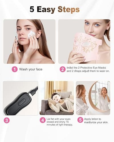BETNEP Red Light Therapy for Face, LED Face Mask Light Therapy,Near-Infrared 850 Red Light Therapy Mask(NIR),Portable,Rechargeable and Remote thumbnail 7