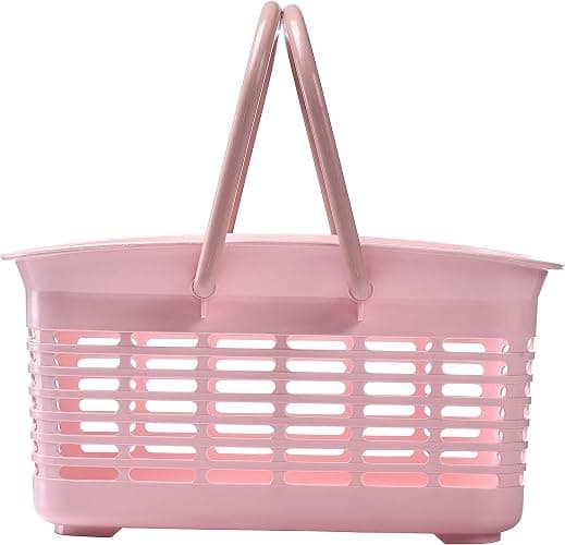 ALINK Plastic Shower Caddy Basket with Handle, Portable Organizer Storage Basket for College Dorm, Bathroom, Kitchen - Pink thumbnail 7