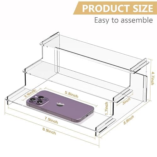 Acrylic Risers Display Stand, 3 Tier Cupcake Holder, Clear Perfume Organizer Stand, Display Shelf for Figures and Collection, Dessert Shelves for Party, Display Risers for Decoration and Organizer thumbnail 3