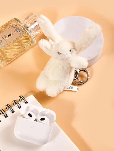 Miokkley Cute Bunny Plush Keychain for Backpack, 3.5" Inch Mini Rabbit Keychain Purse Charm Pendant Gift for Women thumbnail 3