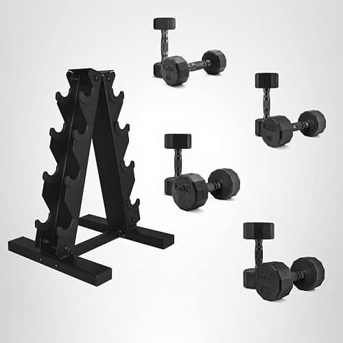 CAP Barbell Rubber Coated Dumbbell Weight Set with Vertical Rack | 100 lb, 150 lb, and 210 lb Options thumbnail 8