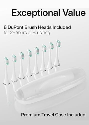 Aquasonic Vibe Series Ultra-Whitening Toothbrush – ADA Accepted Electric Toothbrush - 8 Brush Heads & Travel Case – 40,000 VPM Motor & Wireless Charging - 4 Modes w Smart Timer – Optic White thumbnail 5