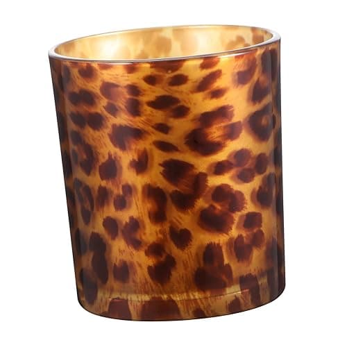 IMIKEYA Stable Vintage Leopard Print Glass Candle Holder for Decorative Candle - Image 1